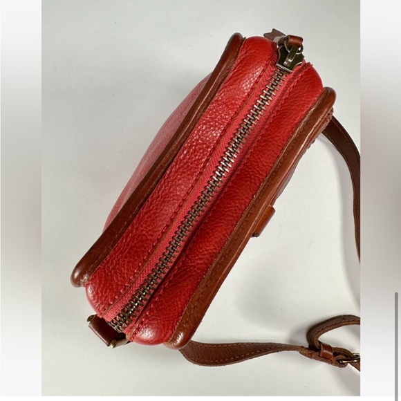 Madewell Leather Camera Crossbody Bag Purse Orange Red and Brown - Picture 11 of 15